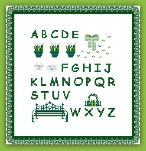 2016 Stickvorlage ABC grün