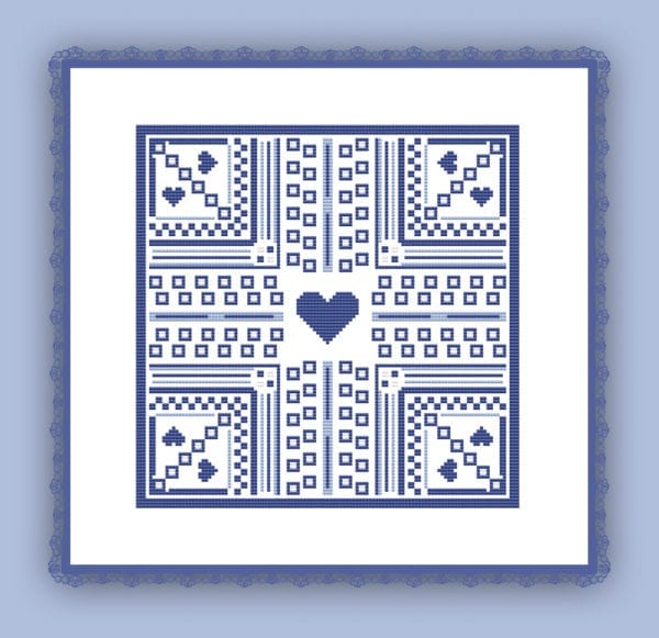 2109 Stickvorlage Muster in blau