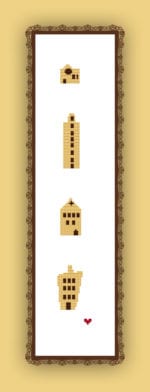 2137 Stickvorlage Häuser in weiß