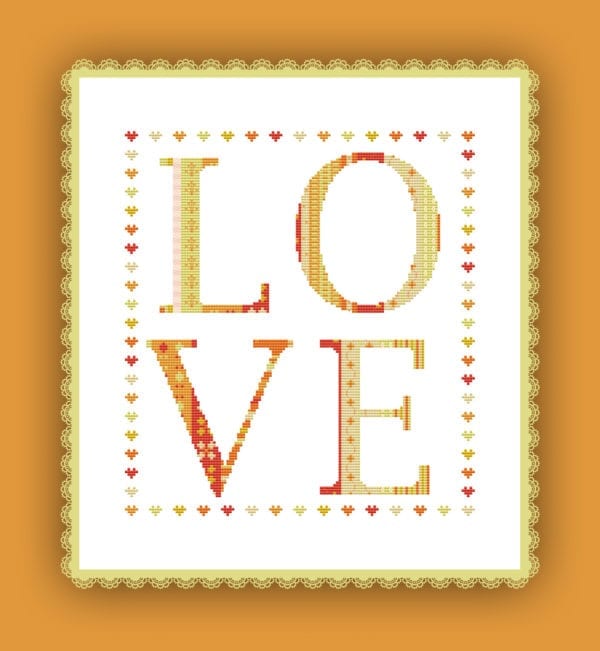 2380 Stickvorlage Love Orange