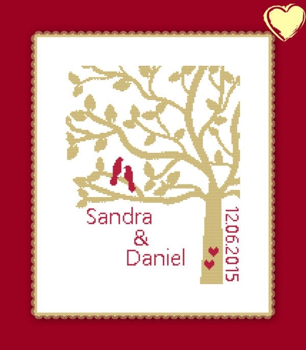 2465 Stickvorlage Hochzeitsbaum mit Brautpaar