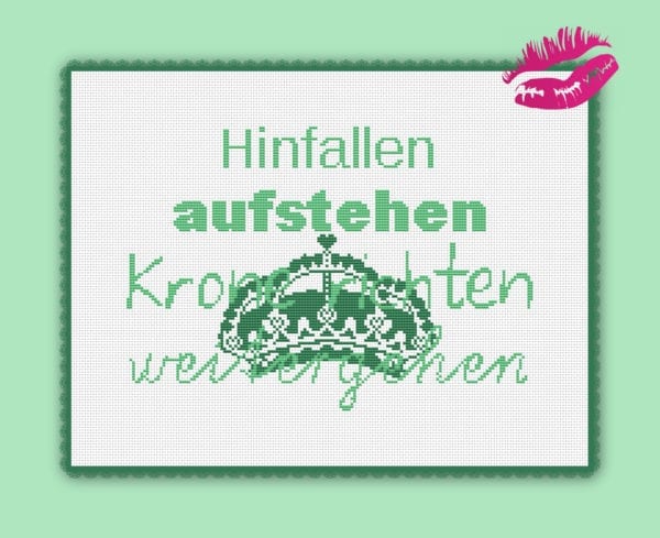 2478 Stickvorlage Hinfallen, aufstehen… hier in MINT