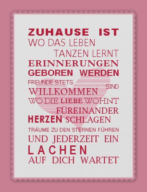 2485 Stickvorlage Zuhause ist… mit Herz