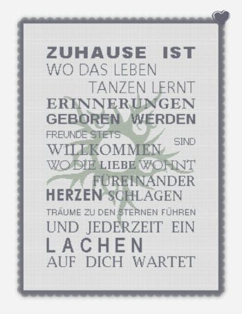 2486 Stickvorlage Zuhause ist… mit Zeichen