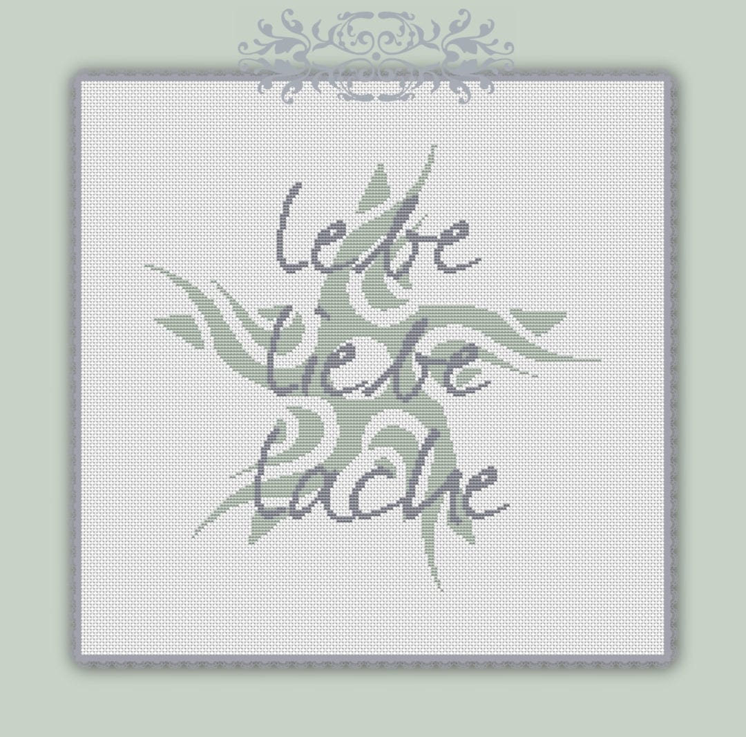 2523 Stickvorlage Lache, lebe, liebe mit Stern Yayaya.de Stickvorlage