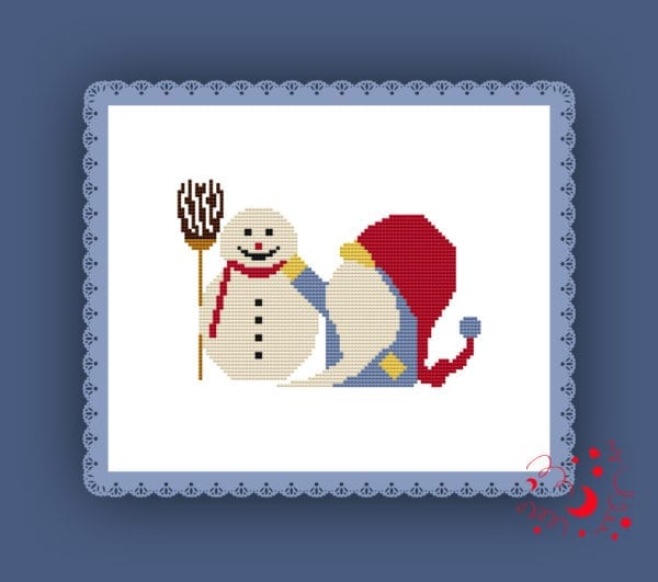 5015 Stickvorlage Zwerg Willi mit Schneemann